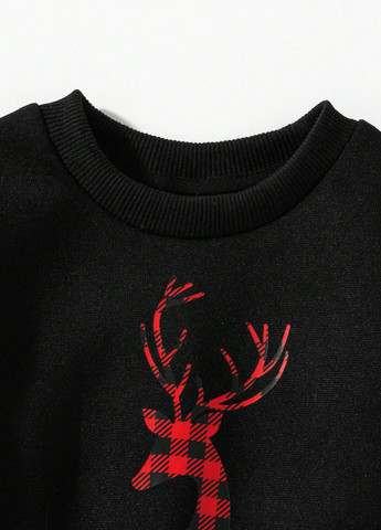 SHEIN свитшот новогодний черный кэжуал полиэстер