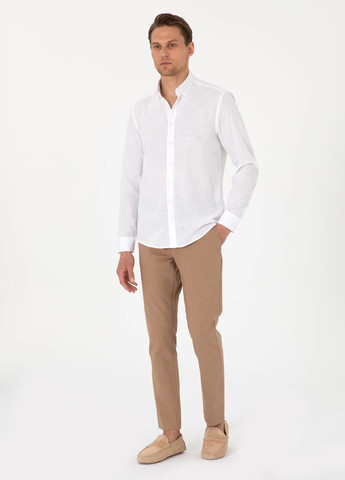 Белая классическая, кэжуал рубашка однотонная Pierre Cardin