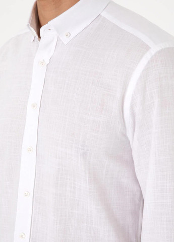 Белая классическая, кэжуал рубашка однотонная Pierre Cardin