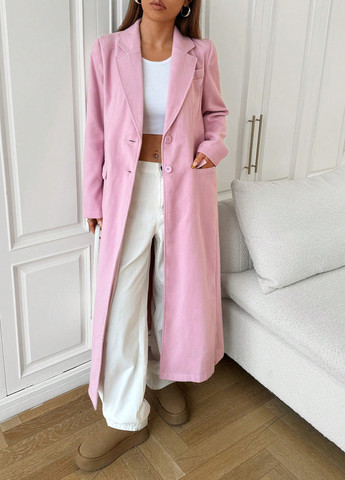 Рожеве зимнє Пальто однобортне SHEIN