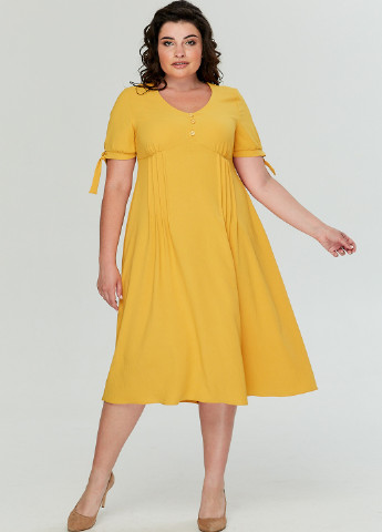 Желтое кэжуал платье клеш A'll Posa однотонное