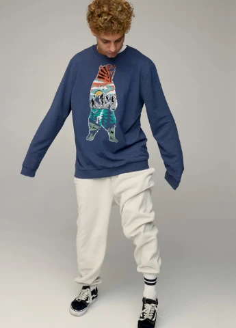 Синій світшот чоловічий oversize /no flis/ YAPPI (252386520)