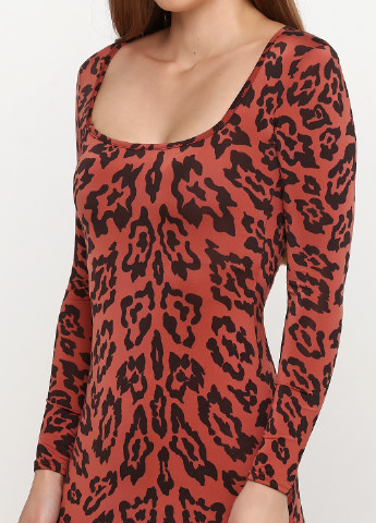Коричневое кэжуал платье Boohoo леопардовый