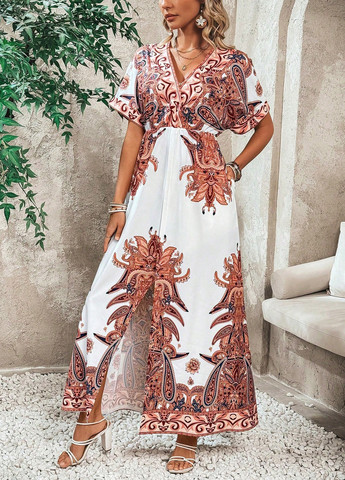 Белое кэжуал платье в стиле ампир SHEIN турецкие огурцы