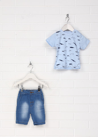 Голубой летний комплект (футболка, шорты) Bebetto