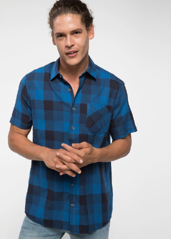 Темно-синяя кэжуал рубашка DeFacto с коротким рукавом