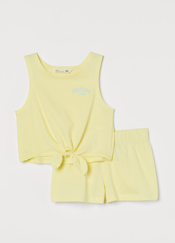 Светло-желтый летний костюм (топ, шорты) H&M
