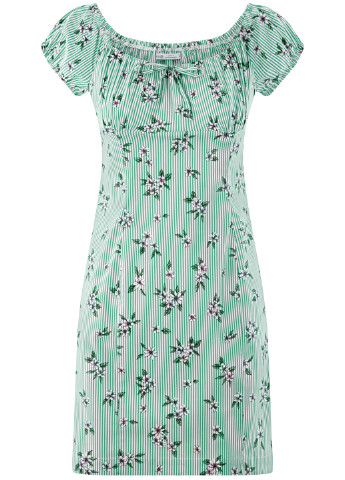Зеленое кэжуал платье Oodji с цветочным принтом