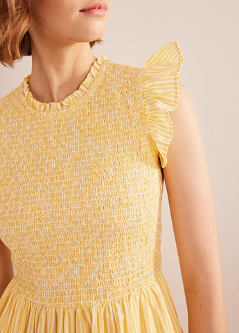 Желтое кэжуал платье а-силуэт Boden в полоску