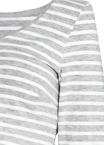 Светло-серый демисезонный кэжуал лонгслив H&M в полоску