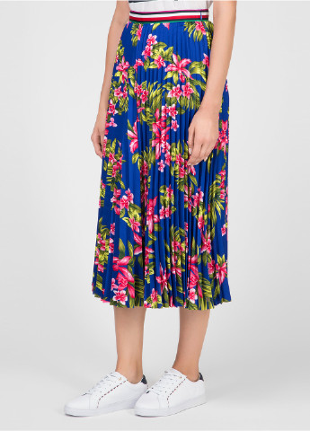 Голубая кэжуал цветочной расцветки юбка Tommy Hilfiger плиссе