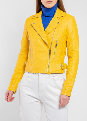 Желтая демисезонная куртка кожаная Michael Kors