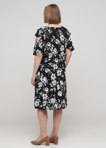 Черно-белая кэжуал цветочной расцветки юбка Avon а-силуэта (трапеция)