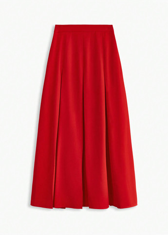 Красная кэжуал однотонная юбка SHEIN плиссе, а-силуэта (трапеция)
