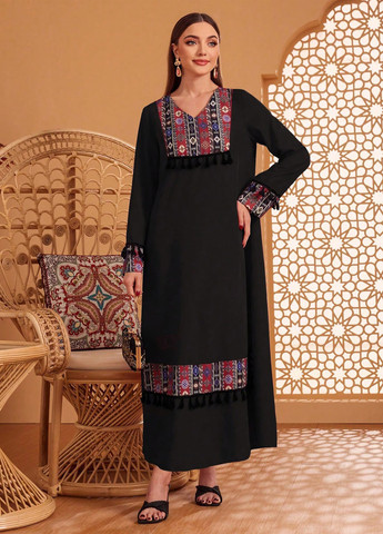 Чорна кежуал сукня а-силует SHEIN з геометричним візерунком