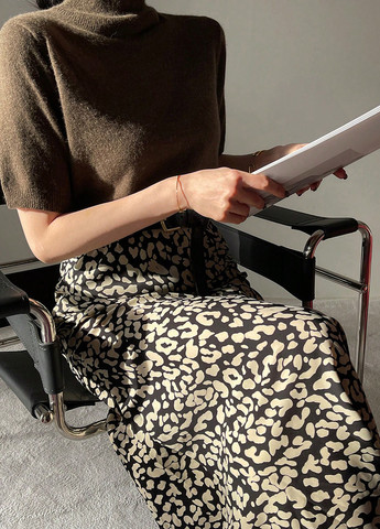 Бежевая кэжуал леопардовая юбка SHEIN годе