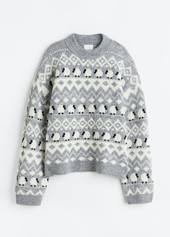 Светло-серый демисезонный кофта свободного кроя джемпер H&M