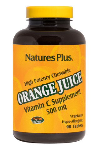 Вітамін С, Orange Juice Vitamin C, 500 мг, Nature's Plus, 90 жувальних таблеток Natures Plus (228292844)