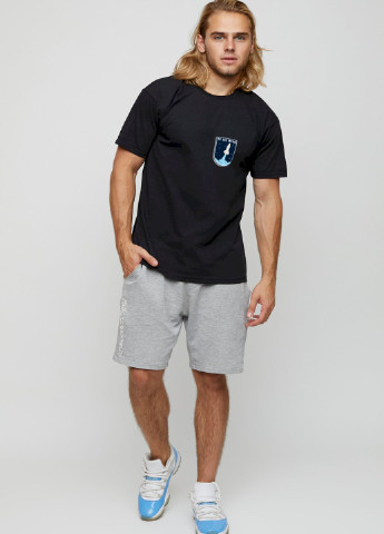 Чорна футболка чоловіча basic /air print/ YAPPI