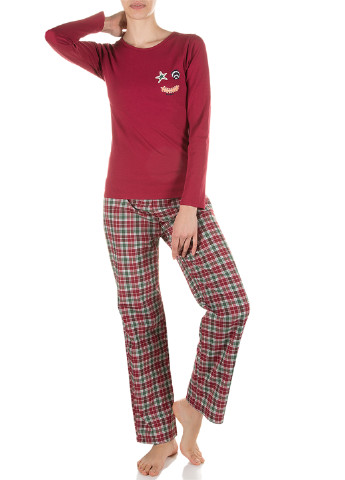 Бордовая всесезон пижама (лонгслив, брюки) лонгслив + брюки DoReMi