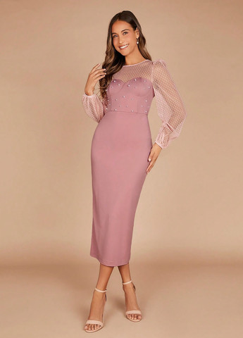 Пудрова кежуал сукня футляр SHEIN однотонна