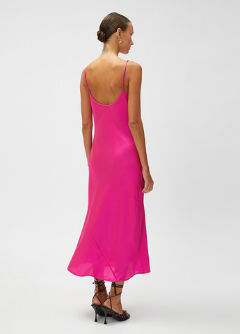 Фуксиновое (цвета Фуксия) кэжуал платье платье-комбинация KOTON однотонное