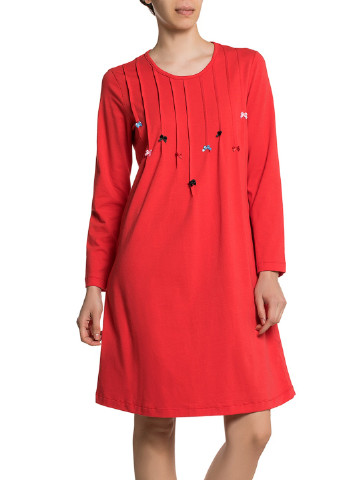 Ночная рубашка DoReMi однотонная красная домашняя хлопок
