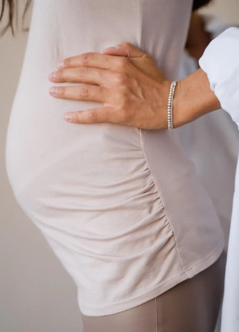Бежевая легкая майка для беременных будущих мам высокого качества материал To Be — 241259270