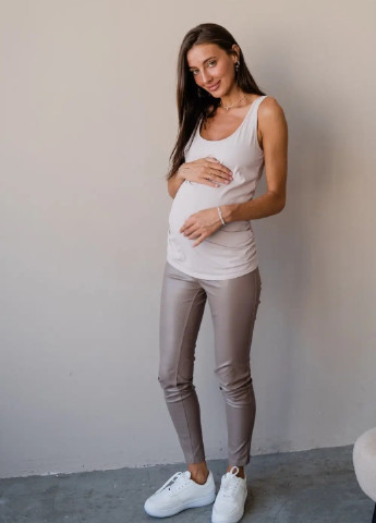 Бежева легка майка для вагітних майбутніх мам високої якості матеріал To Be — 241259270