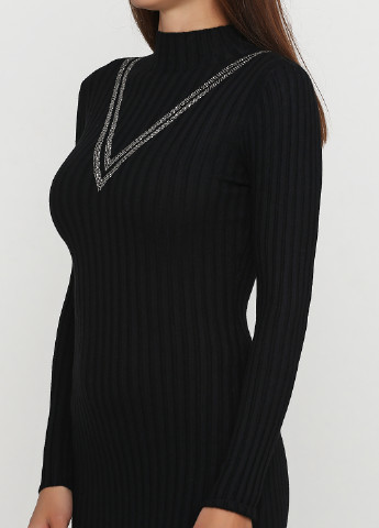 Черное кэжуал платье платье-водолазка Moewy однотонное