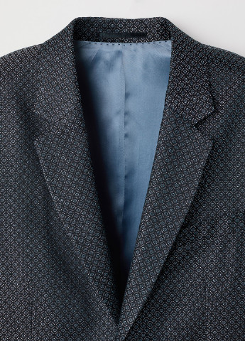 Пиджак H&M однобортный геометрический чёрный кэжуал полиэстер