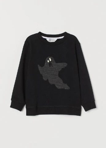 Черный свитшот H&M однотонный двусторонние пайетки (251915612)