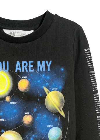 H&M свитшот рисунок черный кэжуал хлопок