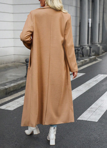 Светло-коричневое демисезонное Пальто двубортное SHEIN