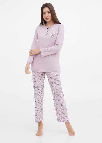 Светло-розовая всесезон пижама (лонгслив, брюки) лонгслив + брюки Stil Moda