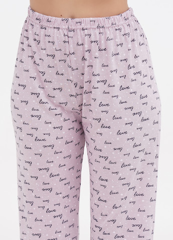 Светло-розовая всесезон пижама (лонгслив, брюки) лонгслив + брюки Stil Moda
