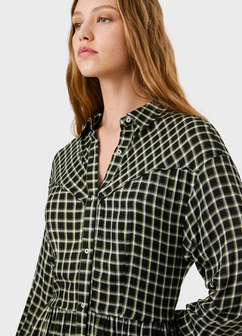 Черное кэжуал платье рубашка Pepe Jeans в клетку