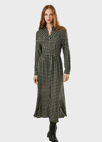 Черное кэжуал платье рубашка Pepe Jeans в клетку