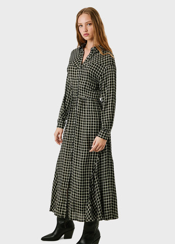 Черное кэжуал платье рубашка Pepe Jeans в клетку