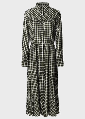 Черное кэжуал платье рубашка Pepe Jeans в клетку