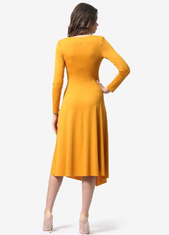 Желтое кэжуал платье клеш Lada Lucci однотонное