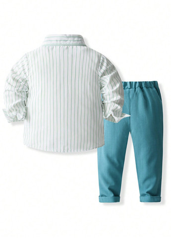 Морской волны демисезонный костюм (рубашка, брюки) SHEIN