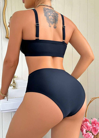 Черный летний купальник (лиф, трусики) топ, раздельный SHEIN