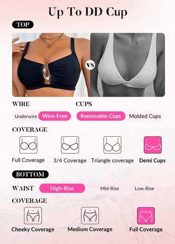 Черный летний купальник (лиф, трусики) топ, раздельный SHEIN