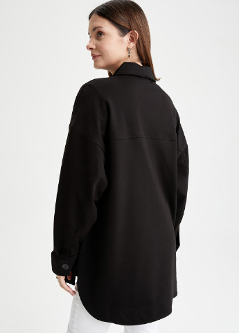 Куртка-рубашка DeFacto однотонная чёрно-белую кэжуал