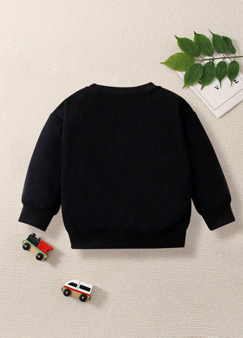 SHEIN свитшот надпись черный кэжуал полиэстер, трикотаж