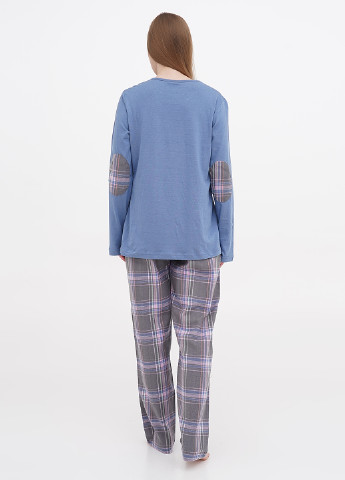 Серо-синяя зимняя пижама (лонгслив, брюки) Normann