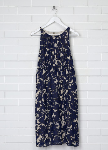 Темно-синее кэжуал платье а-силуэт H&M с орнаментом