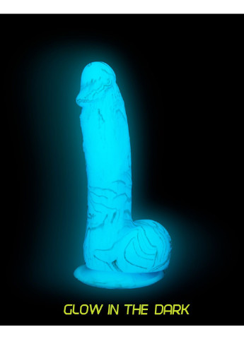 Светящийся в темноте фаллоимитатор - LUKE - 7.5" - BLUE G.I.D. /W PB, 19 см, силикон ADDICTION (254885448)