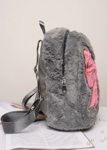 Рюкзак меховой детский с бантом серый Let's Shop (254369872)